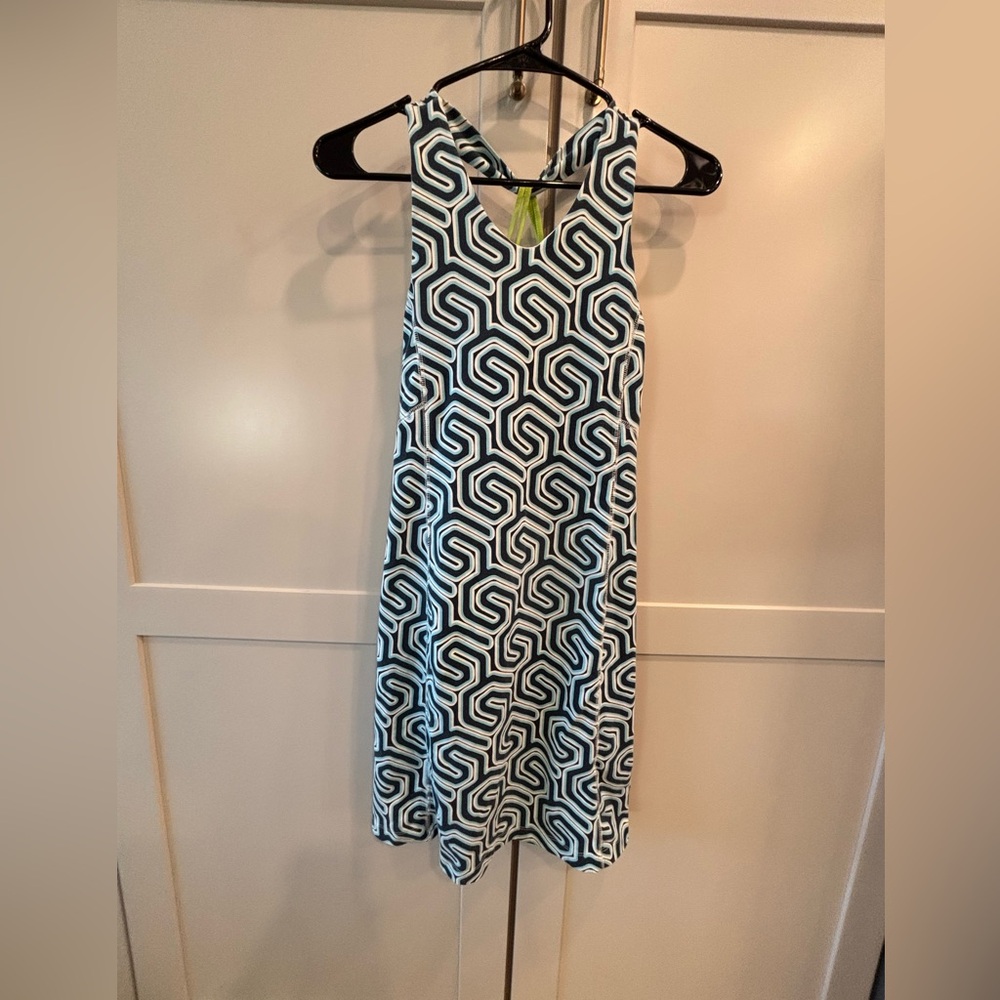 Title nine Navy & White Geometric Sleeveless Midi Dress